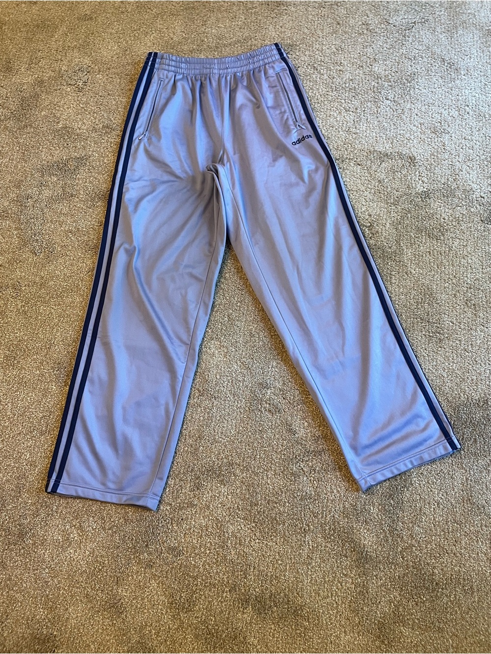 Vintage adidas Adibreak Snap Blue  Track Pants with 2 Navy Side Stripes Size M